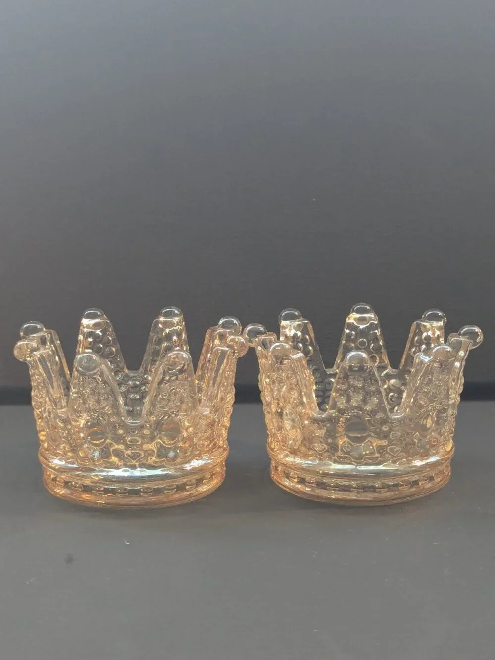 Glass Crown Candle Holder, Set of 2
